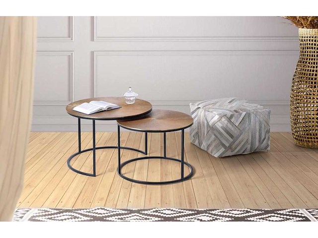 Set van 2 bijzettafels - zwart en goud - afbeelding 2 van  6