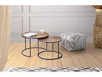 Set van 2 bijzettafels - zwart en goud - afbeelding 2 van  6