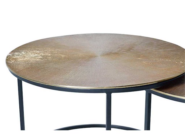 Set van 2 bijzettafels - zwart en goud - afbeelding 4 van  6