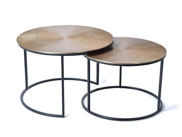 Set van 2 bijzettafels - zwart en goud - afbeelding 5 van  6