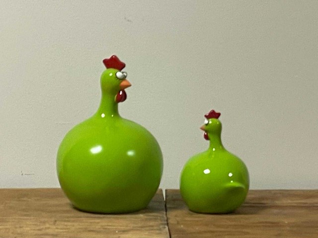 Set van 2 bolkippen h25cm & h14cm green - afbeelding 1 van  1