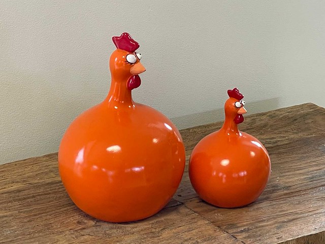 Set van 2 bolkippen h25cm & h14cm orange - afbeelding 1 van  2