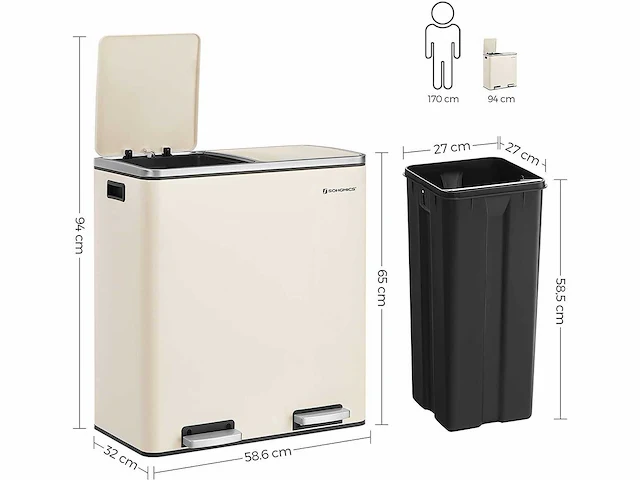 Set van 2 dubbele compartimenten 2 x 30l - afbeelding 2 van  8