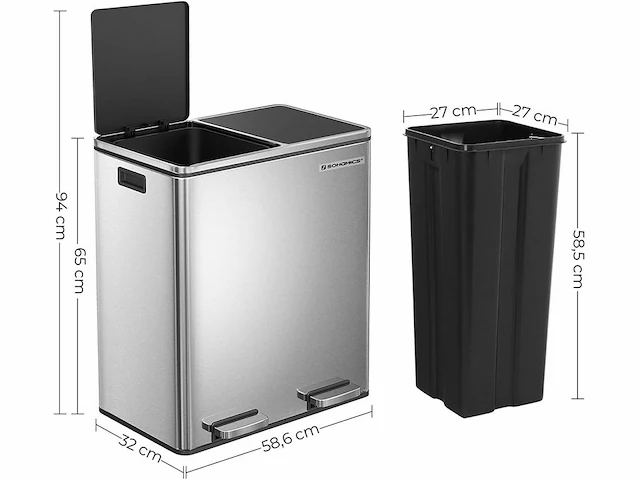 Set van 2 dubbele compartimenten bakken 2 x 30l - afbeelding 5 van  9