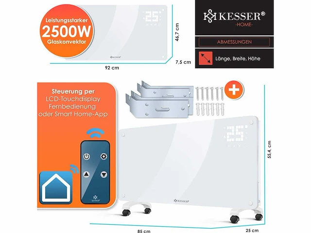 Set van 2 elektrische kachels 2500 watt - wifi - afbeelding 6 van  8