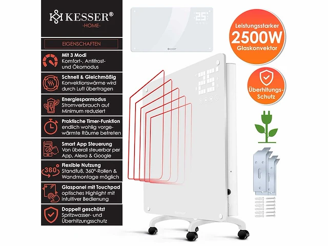 Set van 2 elektrische kachels 2500 watt - wifi - afbeelding 7 van  8