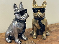 Set van 2 franse bulldogs met bril h28cm - afbeelding 1 van  2