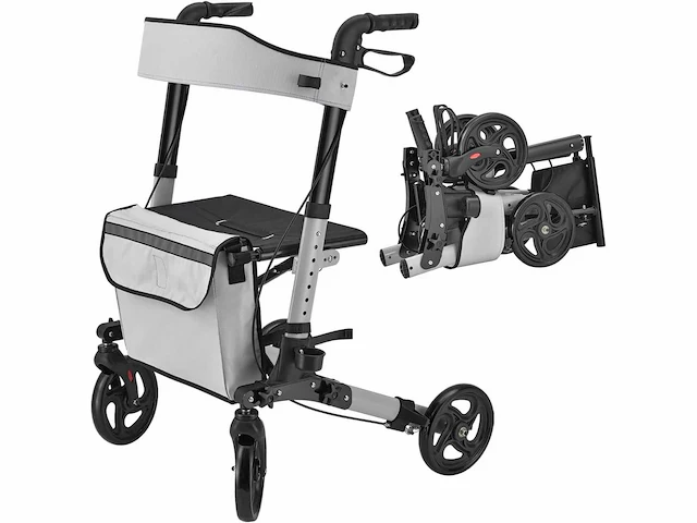 Set van 2 grijze rollators - opvouwbaar loophulpmiddel - afbeelding 2 van  5