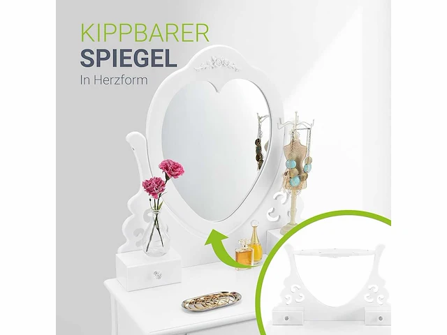 Set van 2 kaptafels met spiegel, kruk en 4 lades - afbeelding 4 van  7