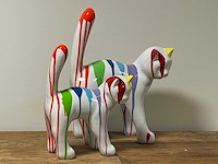 Set van 2 katten h41cm & h34cm wit trash - afbeelding 2 van  2