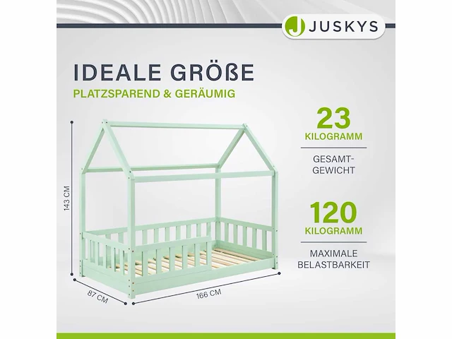 Set van 2 kinderbedden met valbeveiliging - 80x160 cm - afbeelding 2 van  2
