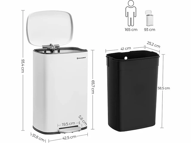 Set van 2 kitchen trash 50l pedaal, met emmer - afbeelding 3 van  7