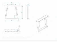 Set van 2 metalen design tafelpoten, trapeziumvorm neg - afbeelding 2 van  2