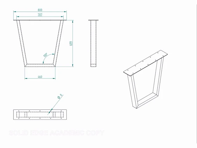 Set van 2 metalen design tafelpoten, trapeziumvorm neg - afbeelding 2 van  2
