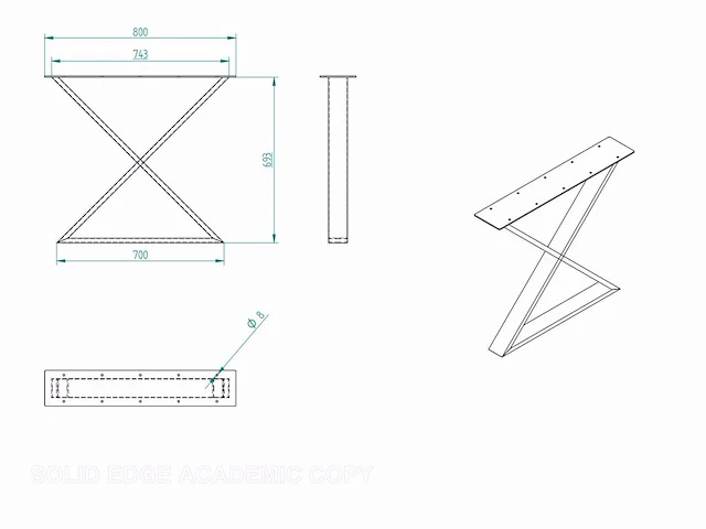 Set van 2 metalen design tafelpoten, x-vorm - afbeelding 2 van  2