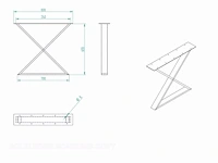Set van 2 metalen design tafelpoten, x-vorm - afbeelding 2 van  2
