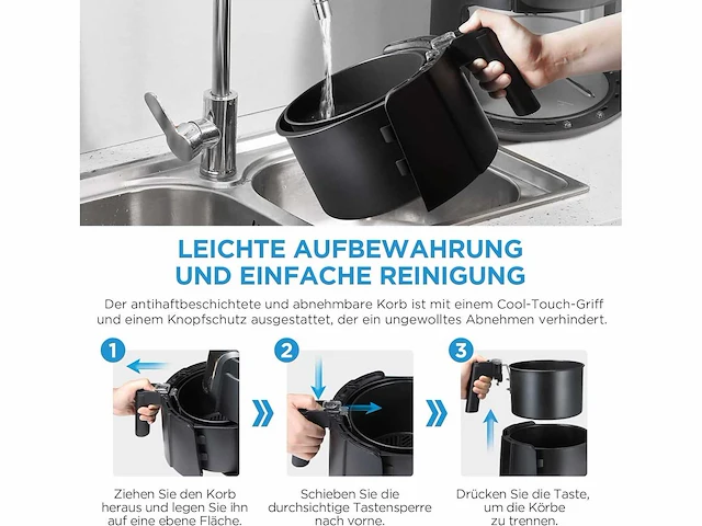 Set van 2 midea olievrije friteuse 4l, airfryer 1500w - afbeelding 7 van  8