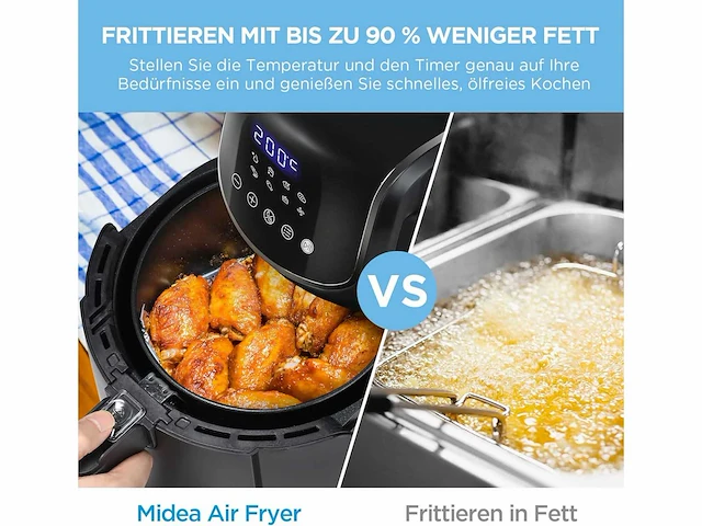 Set van 2 midea olievrije friteuse 4l, airfryer 1500w - afbeelding 8 van  8
