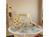 Set van 2 overdekte kinderspeelplaatsen met glijbaan, klimmuur en accessoires - afbeelding 1 van  7