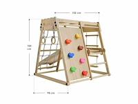 Set van 2 overdekte kinderspeelplaatsen met glijbaan, klimmuur en accessoires - afbeelding 6 van  7