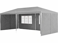 Set van 2 partytenten 3 x 6 m, grijs - tuinpaviljoen met dak en zijwanden - afbeelding 5 van  6
