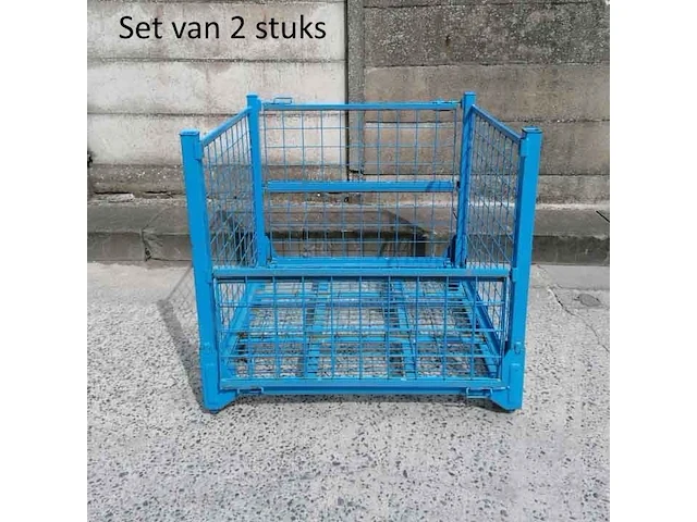 Set van 2 plooibare stapelbare gitterboxen 1130x1183x1090mm - afbeelding 1 van  4