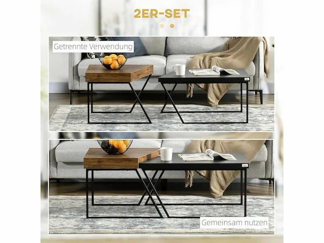 Set van 2 salontafels, salontafel, apart te gebruiken of set - afbeelding 4 van  4