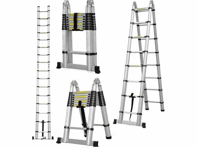 Set van 2 telescopische ladders, telescopische trapladder 5m - afbeelding 1 van  7
