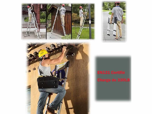 Set van 2 telescopische ladders, telescopische trapladder 5m - afbeelding 7 van  7
