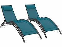 Set van 2 verstelbare tuinligstoelen in havana stalen canvas eend blauw - afbeelding 3 van  6