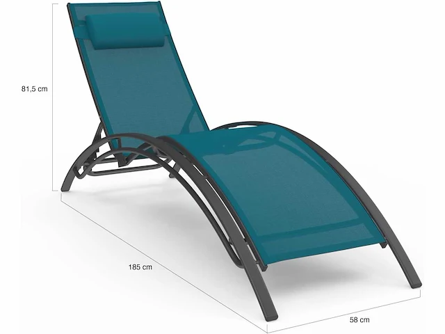 Set van 2 verstelbare tuinligstoelen in havana stalen canvas eend blauw - afbeelding 4 van  6