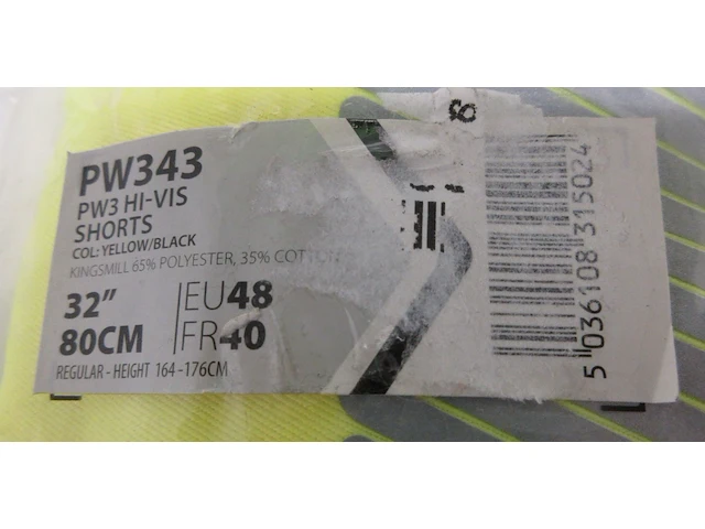 Set van 2 werkbroeken (shorts) portwest pw3 hi-vis pw343 maat 48 - afbeelding 3 van  3