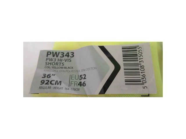 Set van 2 werkbroeken (shorts) portwest pw3 hi-vis pw343 maat 52 - afbeelding 3 van  3