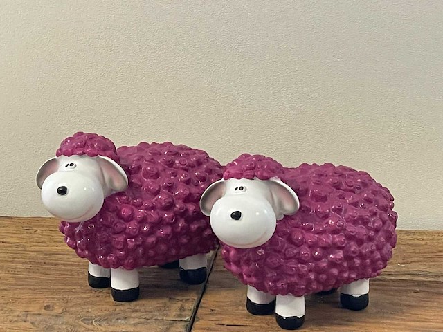 Set van 2 wolschapen h17cm purple - afbeelding 1 van  2