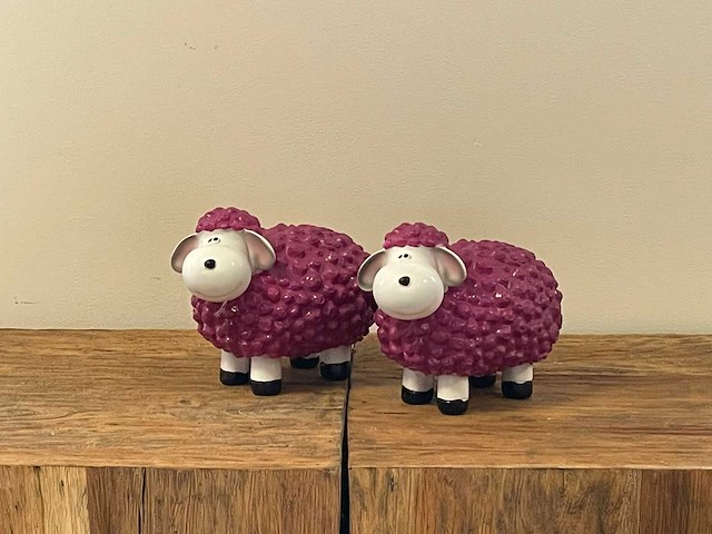 Set van 2 wolschapen h17cm purple - afbeelding 2 van  2