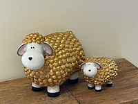 Set van 2 wolschapen h30cm & h17cm gold - afbeelding 1 van  2