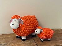 Set van 2 wolschapen h30cm & h17cm orange - afbeelding 1 van  2