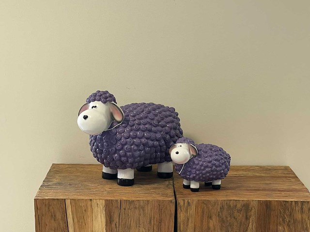 Set van 2 wolschapen h30cm & h17cm purple - afbeelding 2 van  2