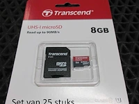 Set van 25x geheugenkaart transcend uhs-i microsd 8gb