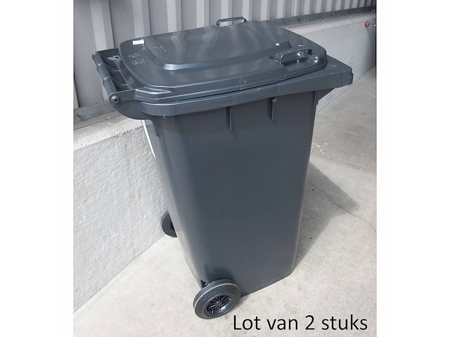 Set van 2x afvalcontainers 240l grijs - afbeelding 1 van  2