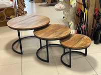 Set van 3 bijzettafels blad mangohout - afbeelding 2 van  2