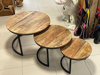 Set van 3 bijzettafels blad mangohout - afbeelding 1 van  2