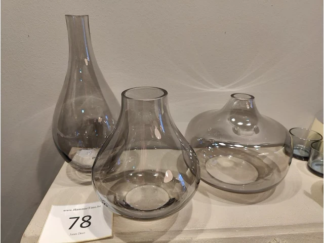 Set van 3 glazen vazen "smoked" flamant - afbeelding 1 van  2