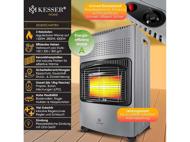 Set van 3 keramische gaskachels 4.200 w - afbeelding 2 van  6