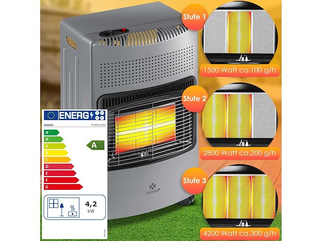 Set van 3 keramische gaskachels 4.200 w - afbeelding 3 van  6