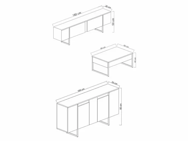 Set van 3 stuks - walnoot en gouden afwerking - afbeelding 12 van  13