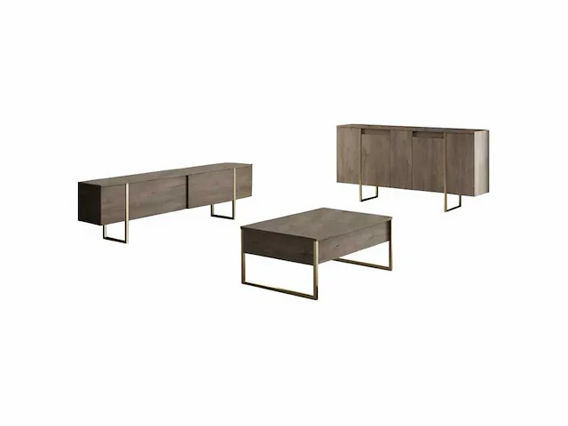 Set van 3 stuks - walnoot en gouden afwerking - afbeelding 2 van  13