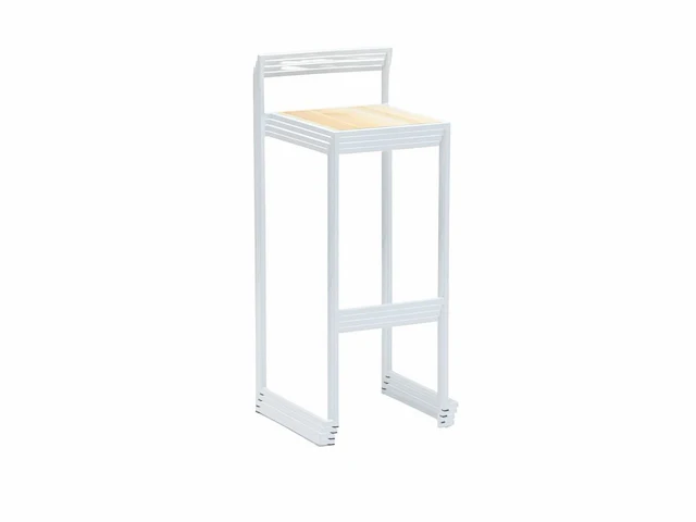 Set van 30 industriële barkrukken met trolley - wit - stapelbaar - afbeelding 2 van  4