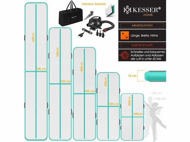 Set van 4 gymmatten airtrack opblaasbare fitnessmat|yogamatten, tumbling matten - afbeelding 8 van  8