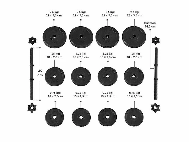 Set van 4 halters 20 kg - afbeelding 7 van  7